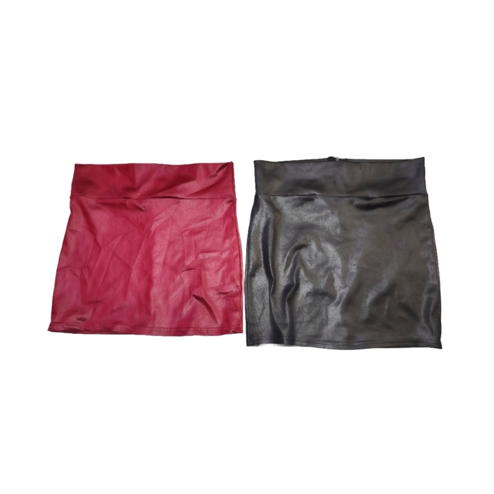 BUNDLE- Maroon and Black Mini Pleather Women's Skirts Size Small